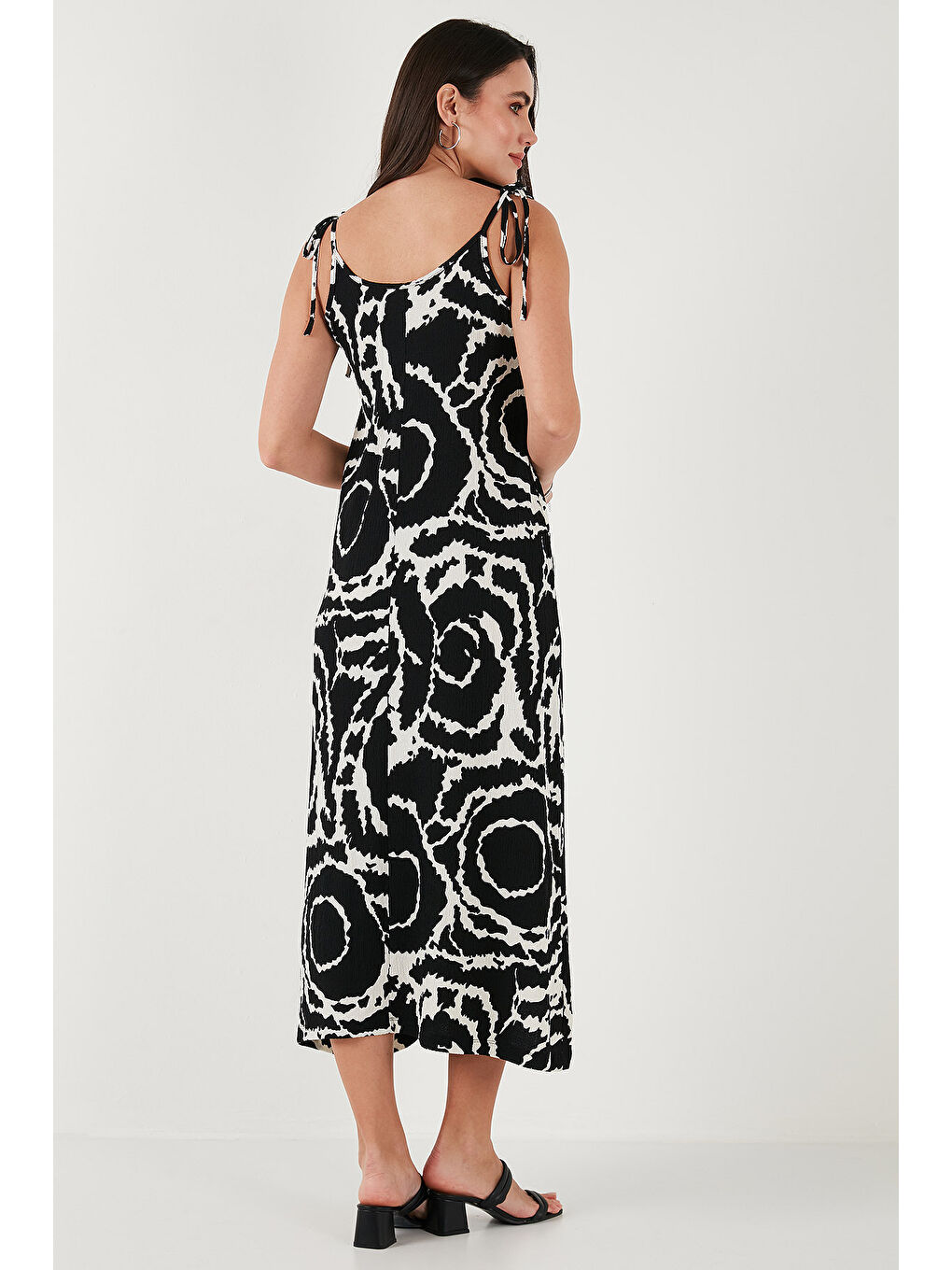 Siyah Regular Fit İp Askılı Uzun Kadın Elbise 5865732-5