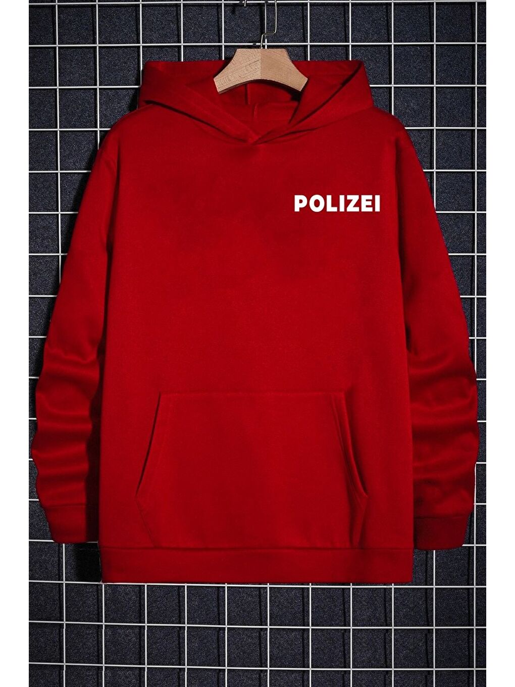 uyguntarz Kırmızı Unisex Polizei Sırt Baskılı Sweatshirt