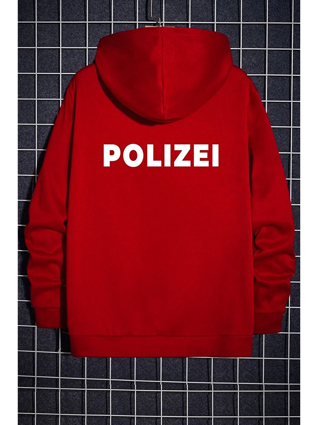 uyguntarz Kırmızı Unisex Polizei Sırt Baskılı Sweatshirt - 1