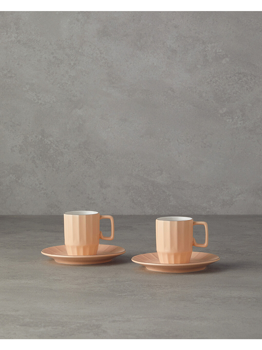 Pembe Angely New Bone China Kahve Fincan Takımı 4 Parça 2 Kişilik Somon-1