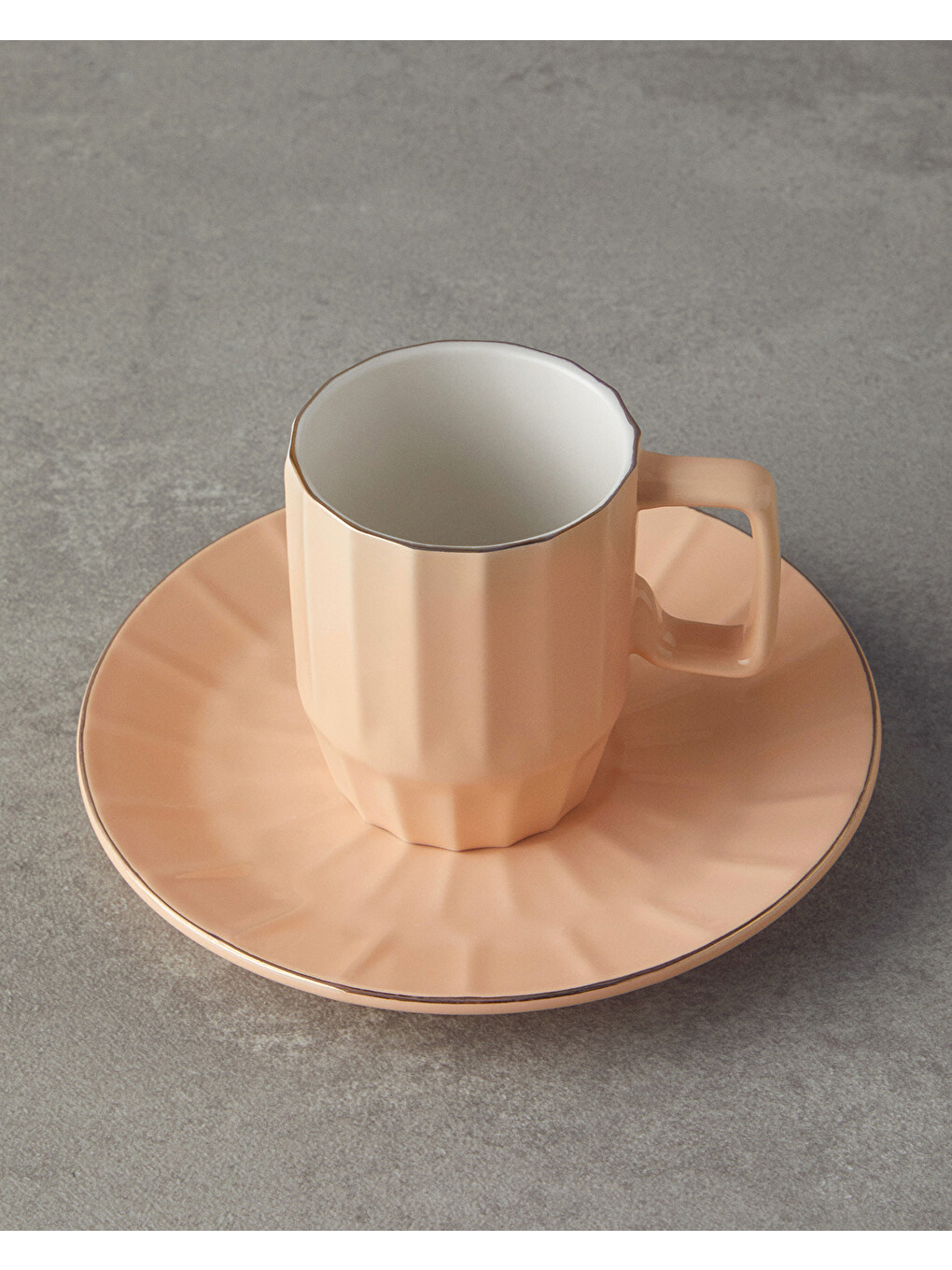 Pembe Angely New Bone China Kahve Fincan Takımı 4 Parça 2 Kişilik Somon-2