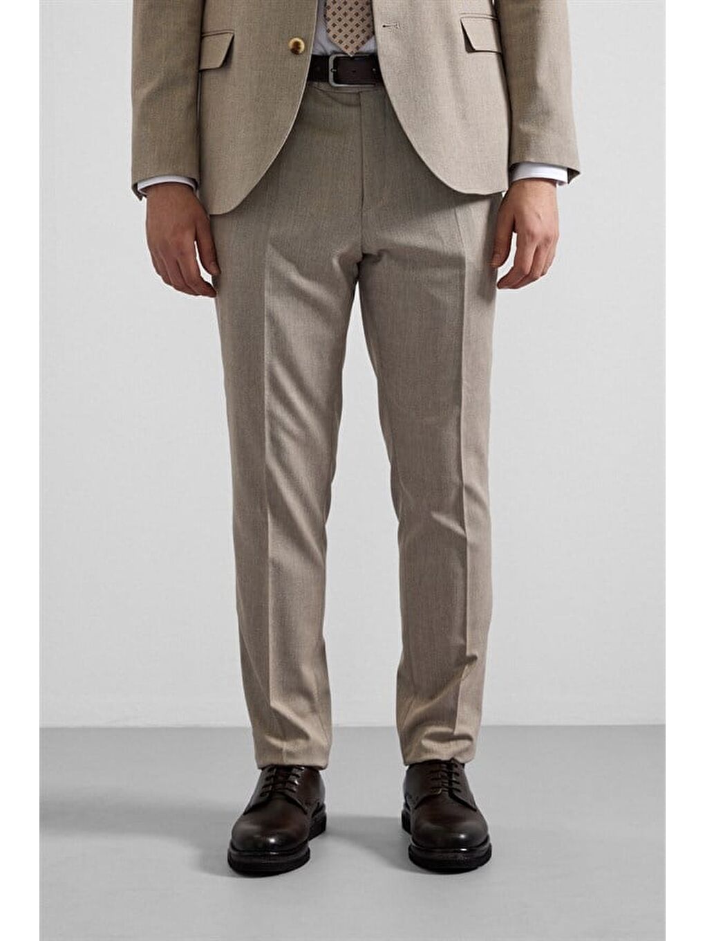 Bej Slim Sivri Yaka 6 Drop Takım Elbise-4