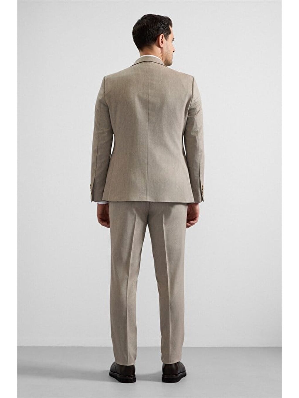 Bej Slim Sivri Yaka 6 Drop Takım Elbise-5