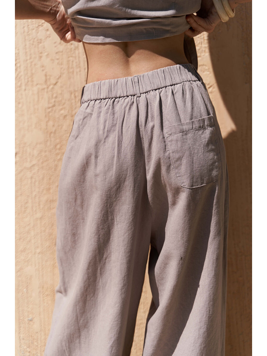 Moibel Bağcık Detay Gri Crop Pantolon Takım-6