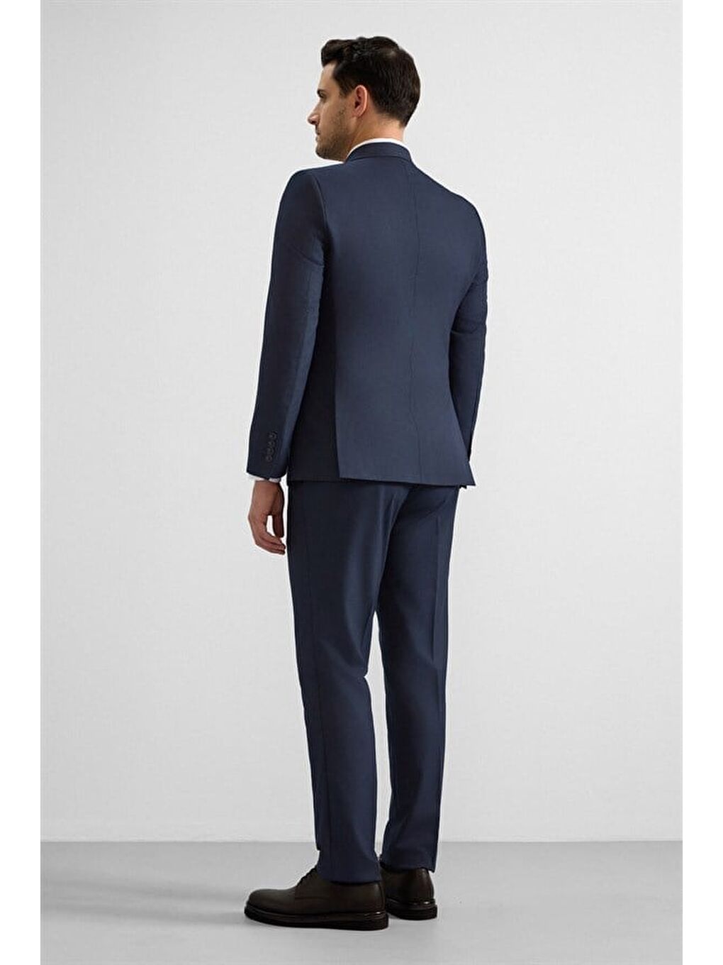 Lacivert Slim Kruvaze Yaka 6 Drop Takım Elbise-7