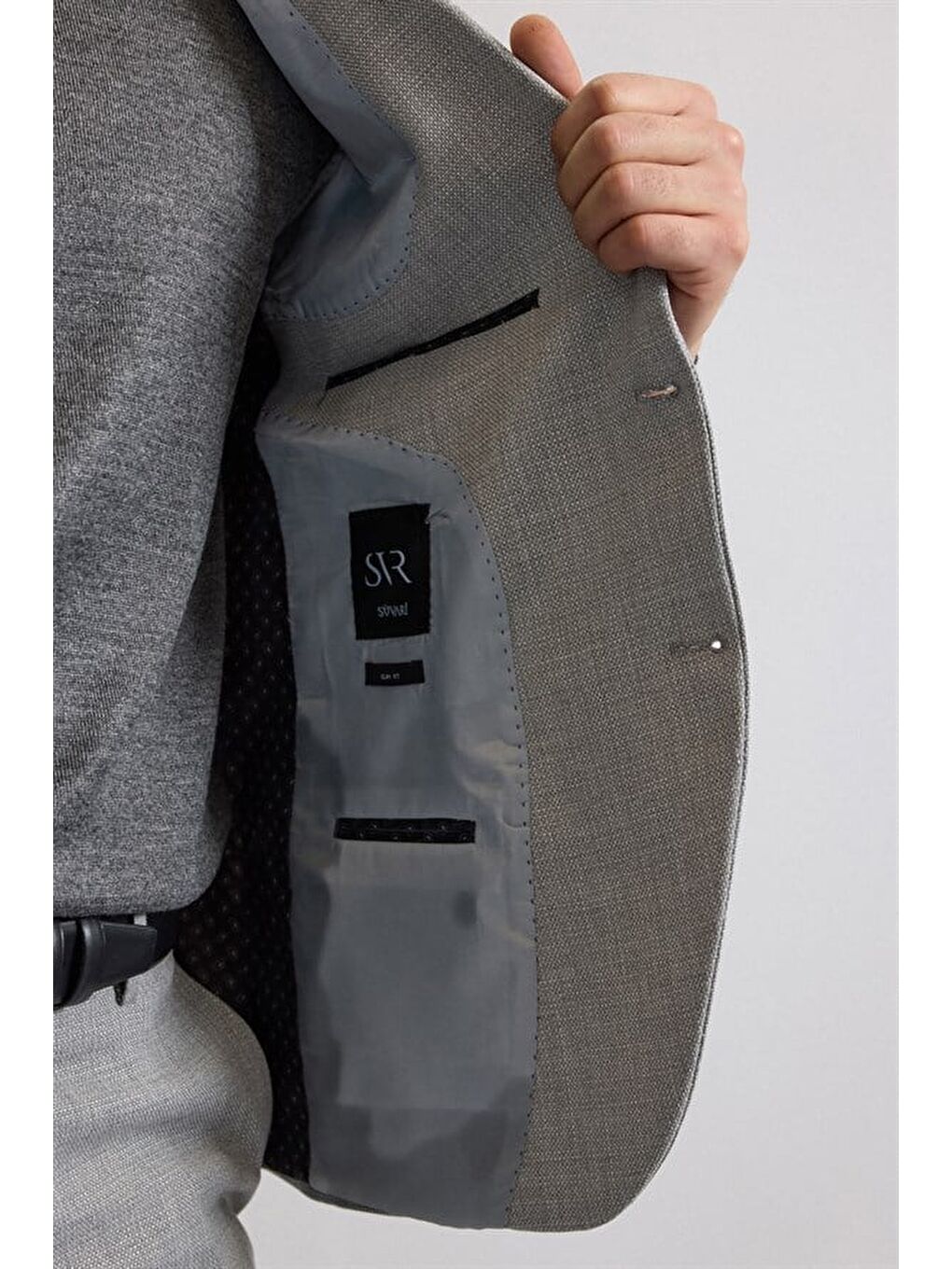 Gri Slim Sivri Yaka 6 Drop Takım Elbise-4