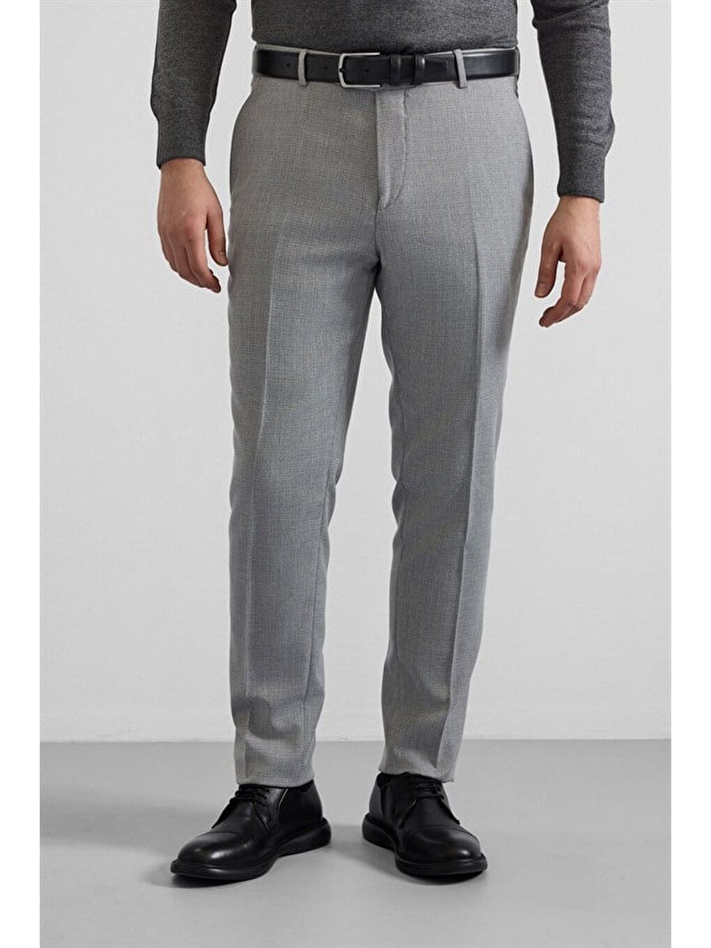 Gri Slim Sivri Yaka 6 Drop Takım Elbise-5