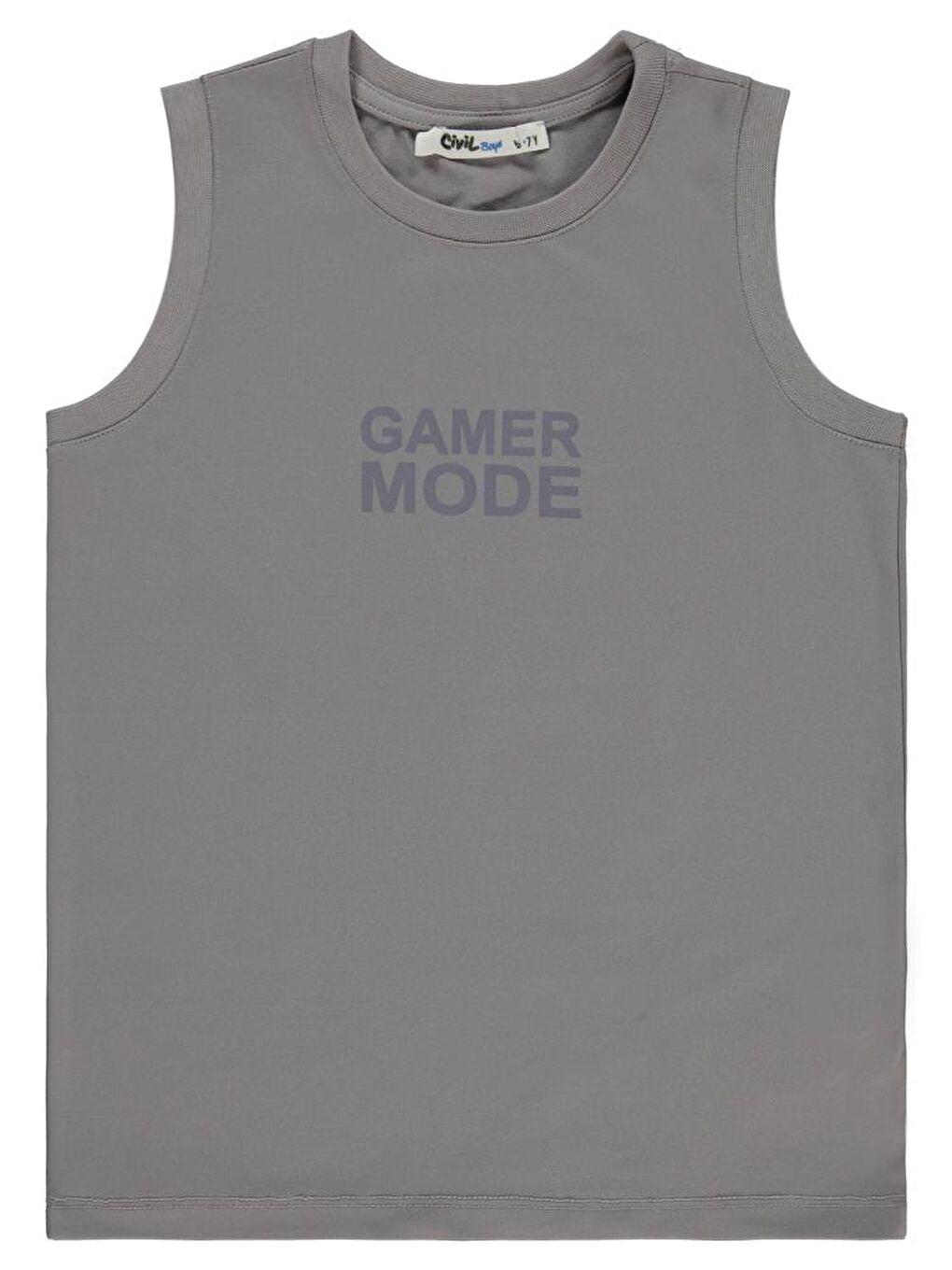 Boys Gamer Mode Reflektör Baskılı Sıfır Kol 6-9 Yaş Tişört - Gri 8-9 Yaş