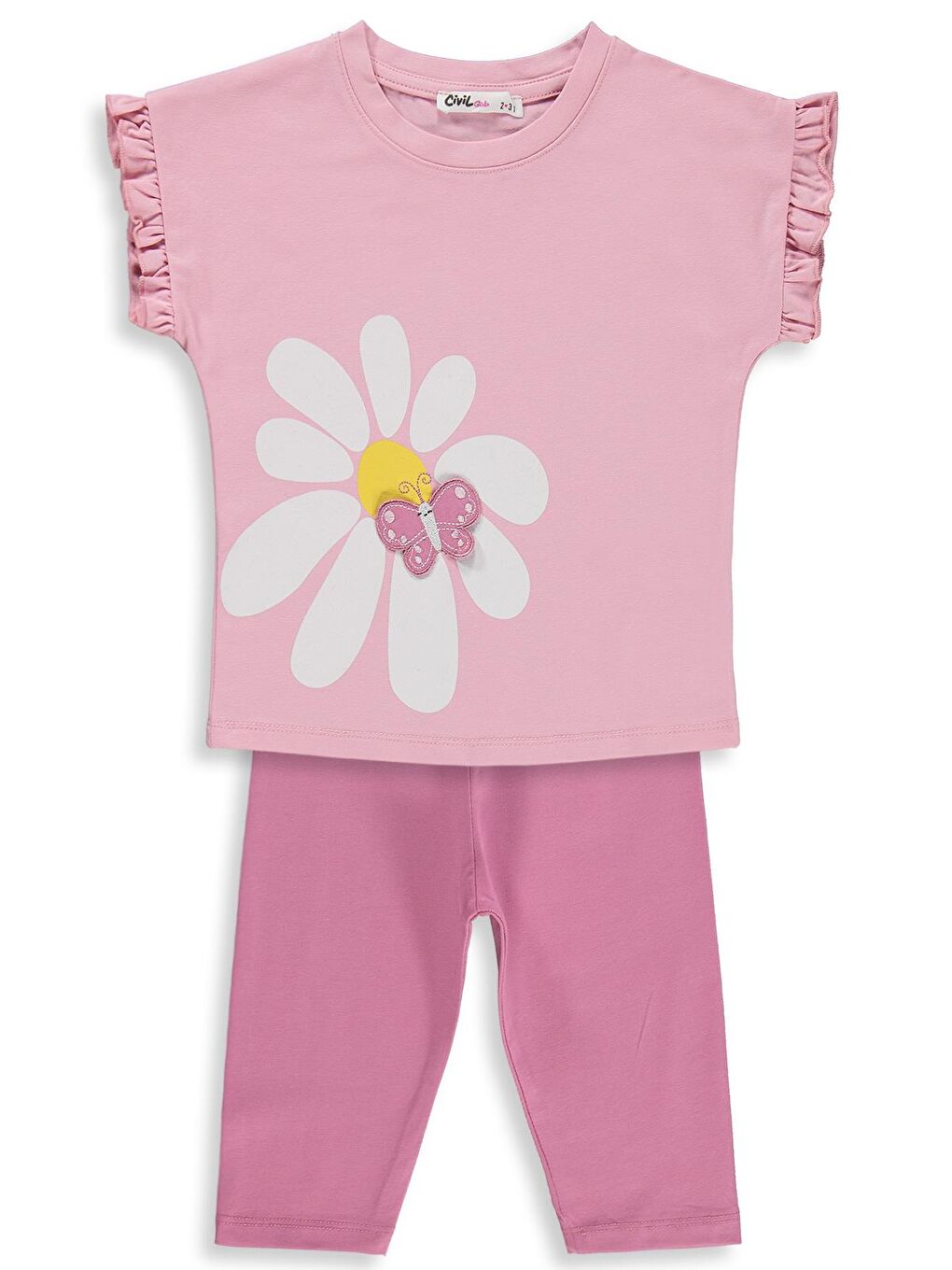 Girls Papatya Baskılı 2-5 Yaş Takım - Pembe 4-5 Yaş