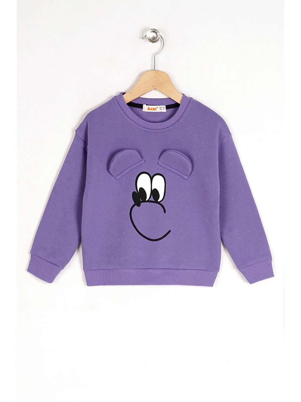 Bisiklet Yaka Uzun Kol Lila Renk Kız Çocuk Sweatshirt