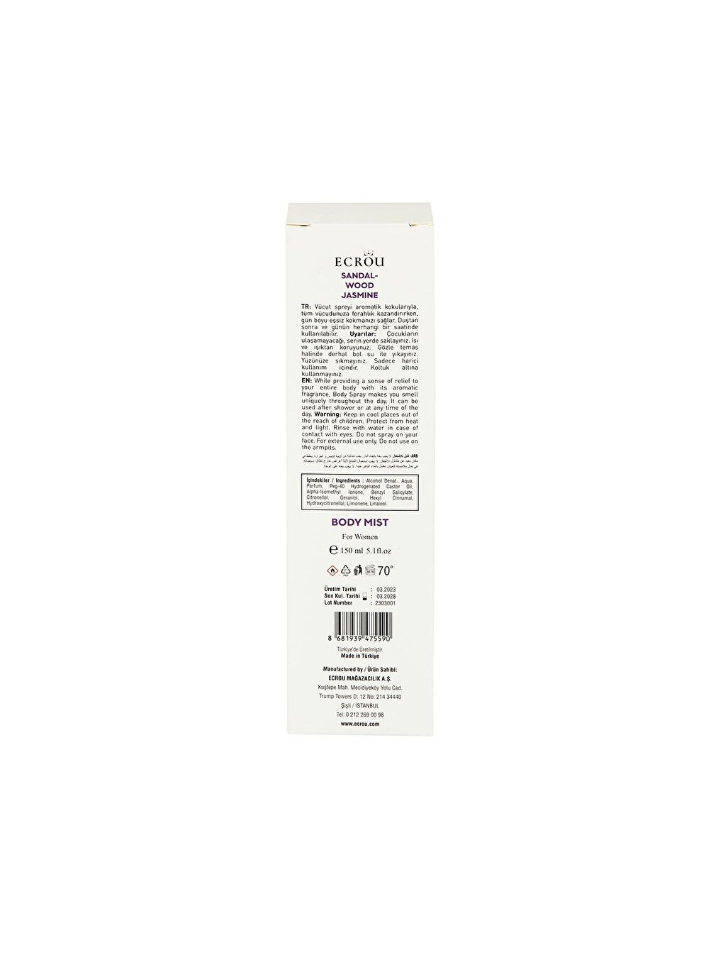 Ecrou Beyaz Nice Body Mist Sandal-Wood Jasmine 150 ml - 4