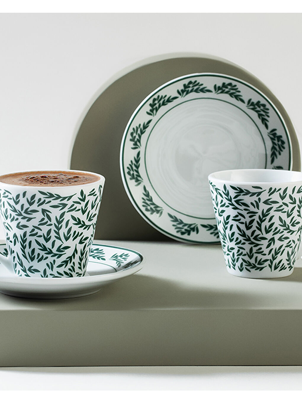 Royal Blend Porselen 4 Parça 2 Kişilik Kahve Fincan Takımı Yeşil-1