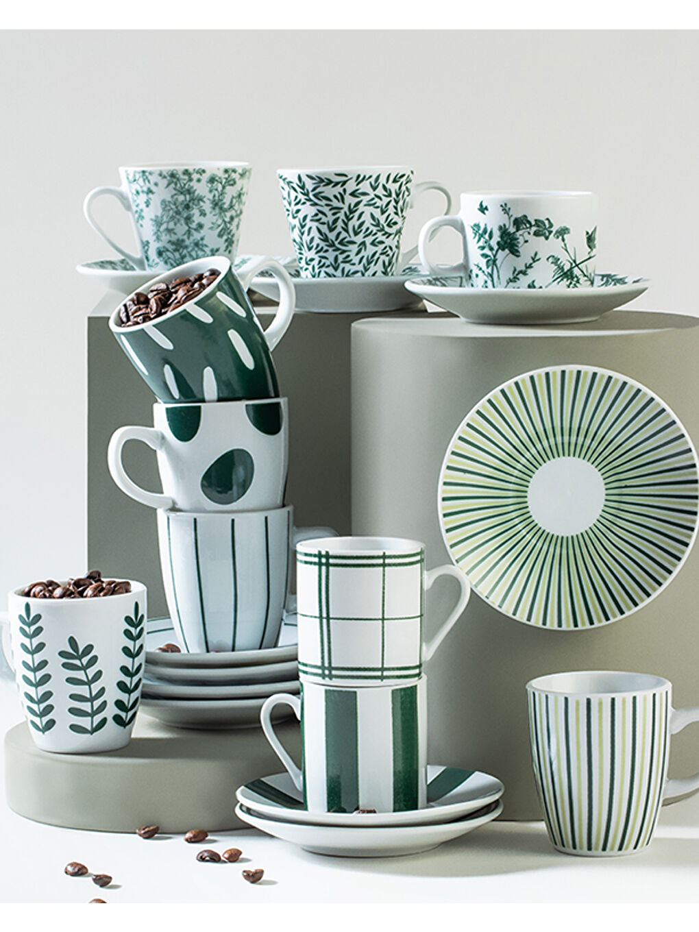Royal Blend Porselen 4 Parça 2 Kişilik Kahve Fincan Takımı Yeşil-2