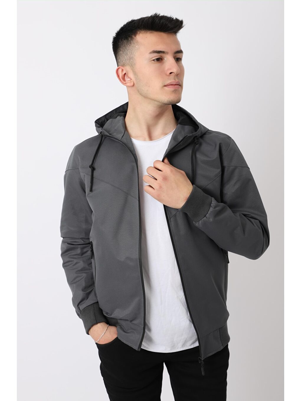 Gri Bel ve Kol Lastikli Mevsimlik Bl 1525-1