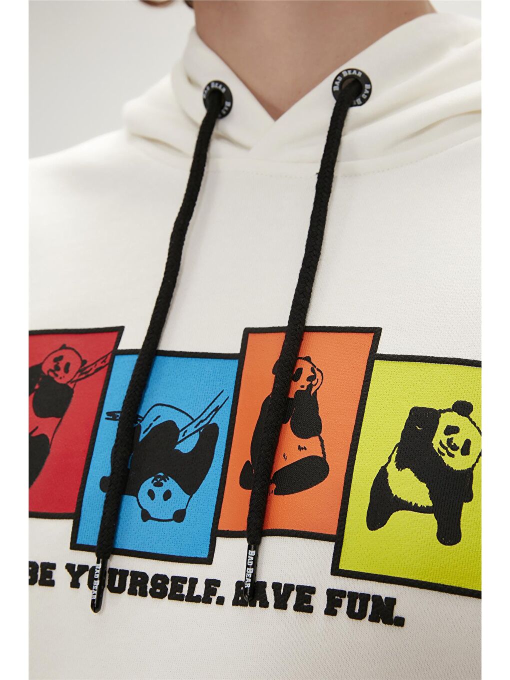 Bad Bear Beyaz Fun Hoodie Off White Beyaz Kapüşonlu Erkek Sweatshirt - 3