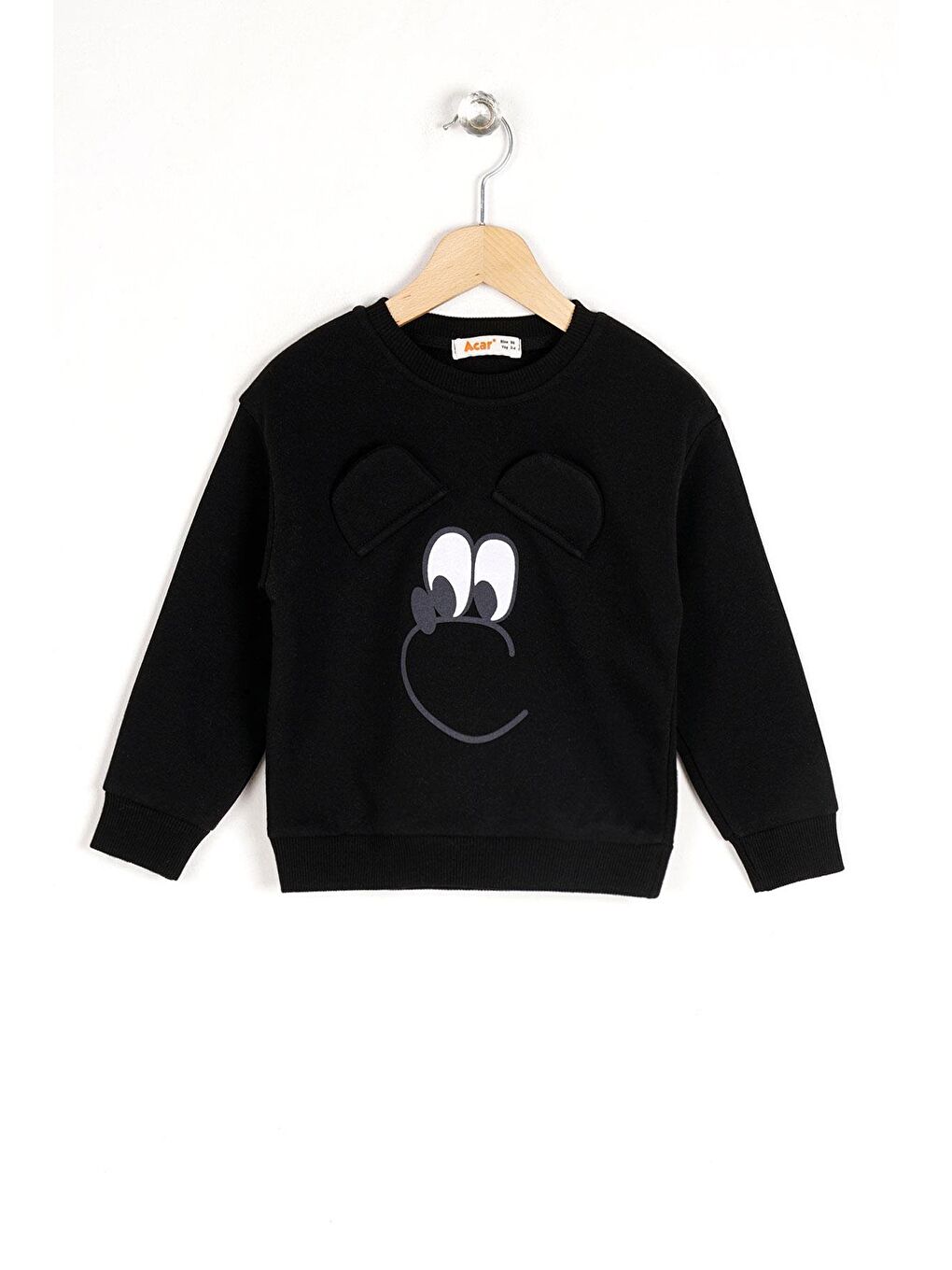 Bisiklet Yaka Uzun Kol Siyah Renk Kız Çocuk Sweatshirt