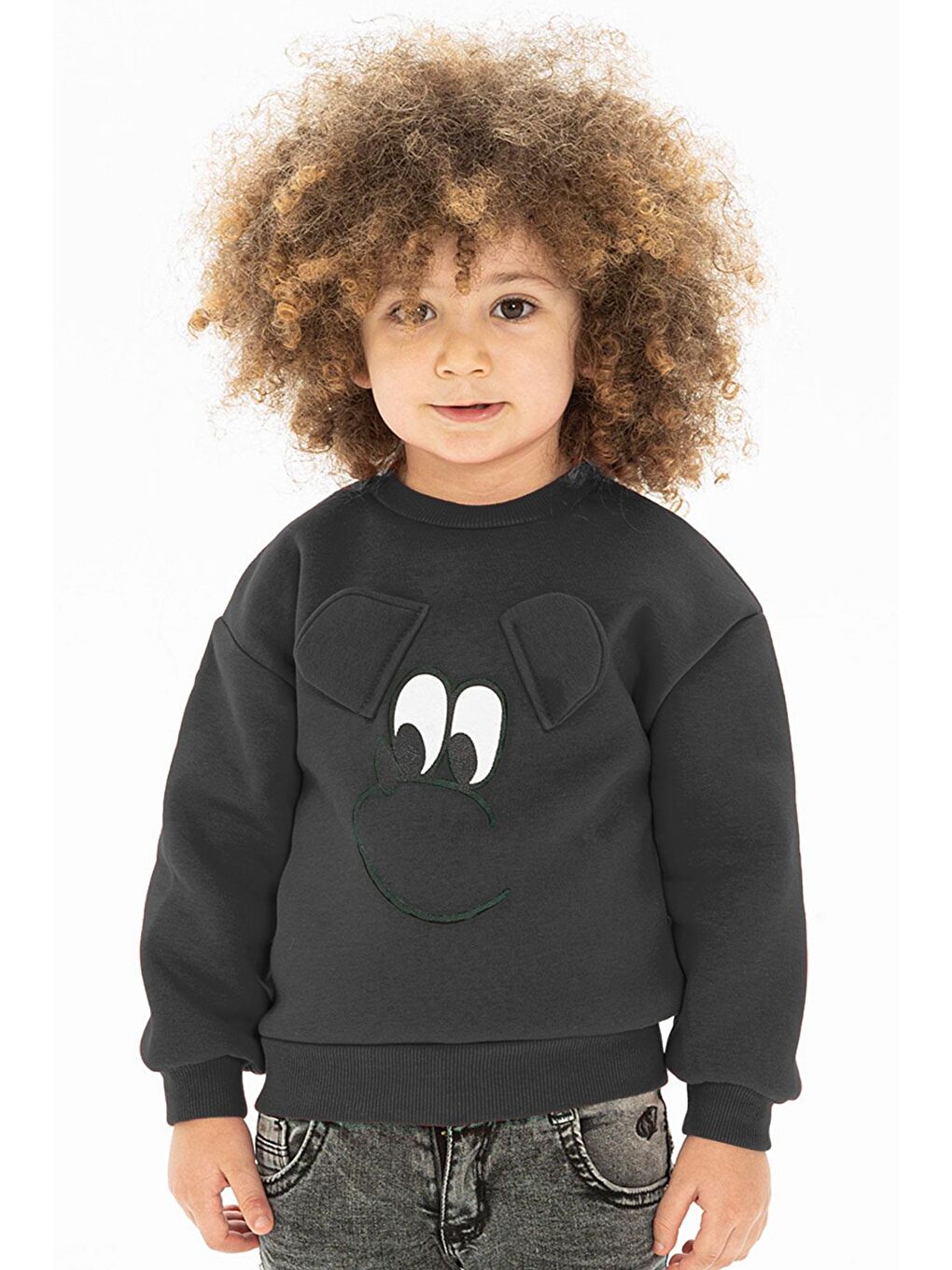 Bisiklet Yaka Uzun Kol Siyah Renk Kız Çocuk Sweatshirt-3