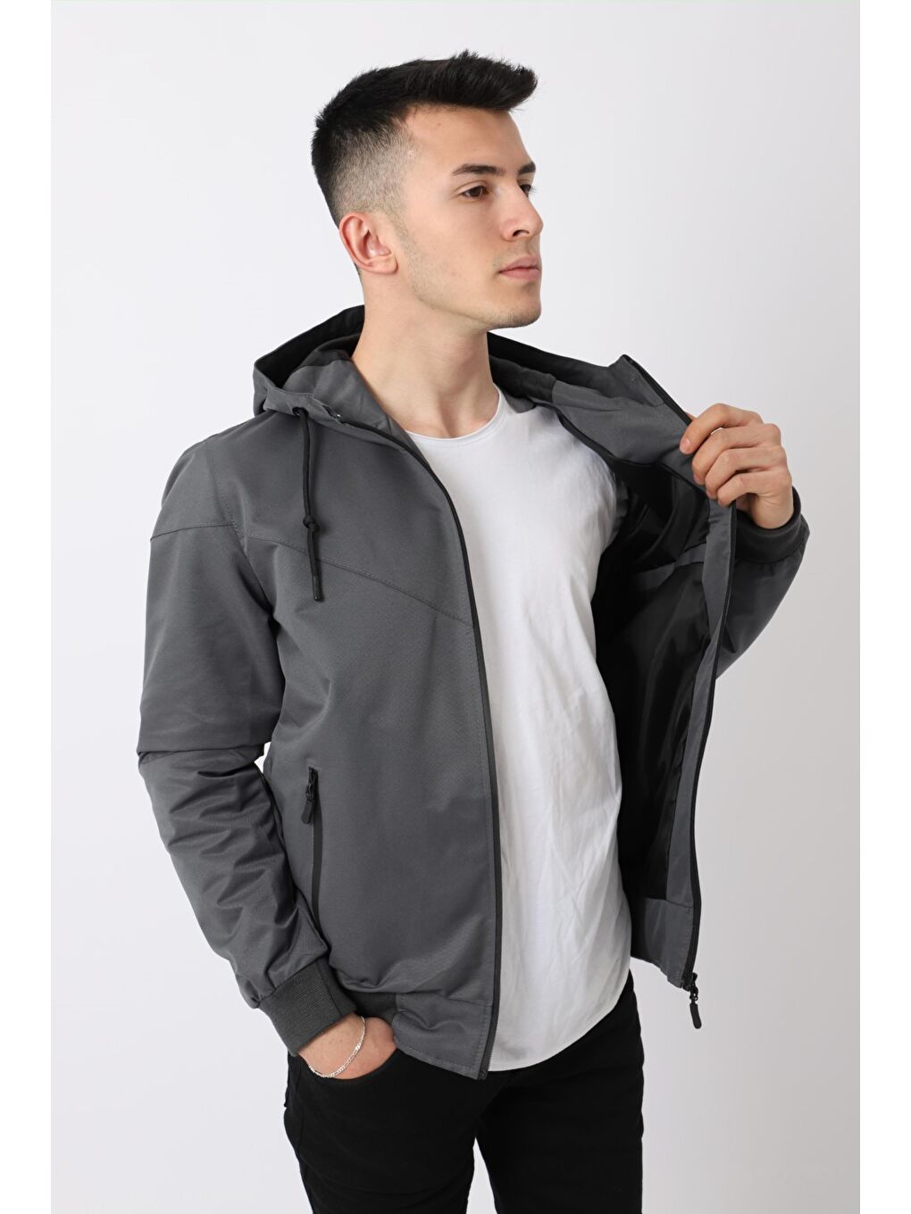 Gri Bel ve Kol Lastikli Mevsimlik Bl 1525-3