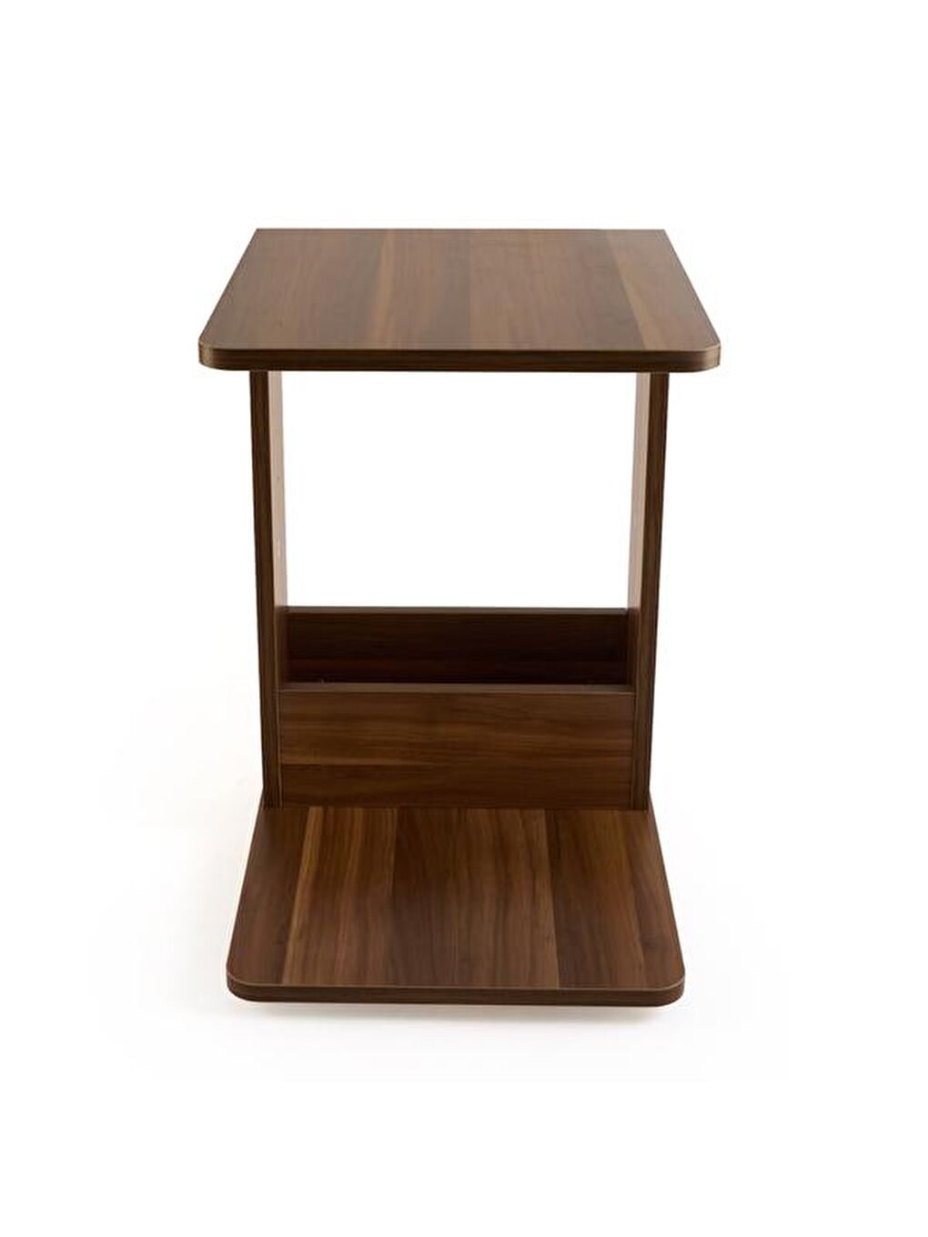 Kahverengi Sigma Tekerlekli C Sehpa - Ceviz - 60 cm-4