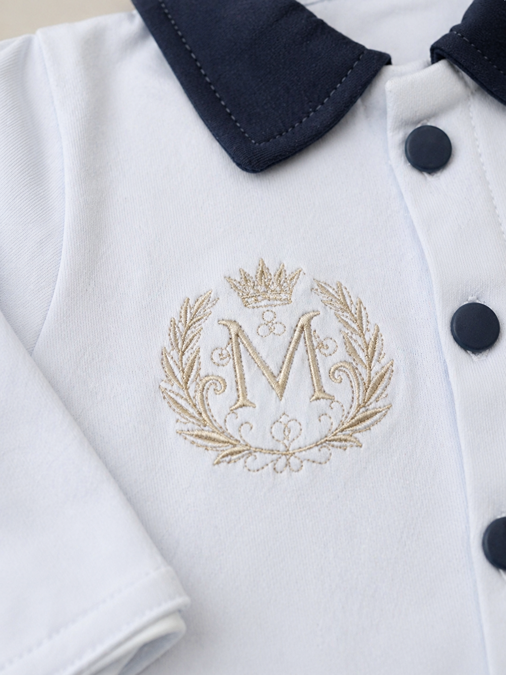 Lacivert Erkek Bebek M Harflı 5li Hastane Çıkış Seti Yenidoğan 0-3 ay 50-56cm-2