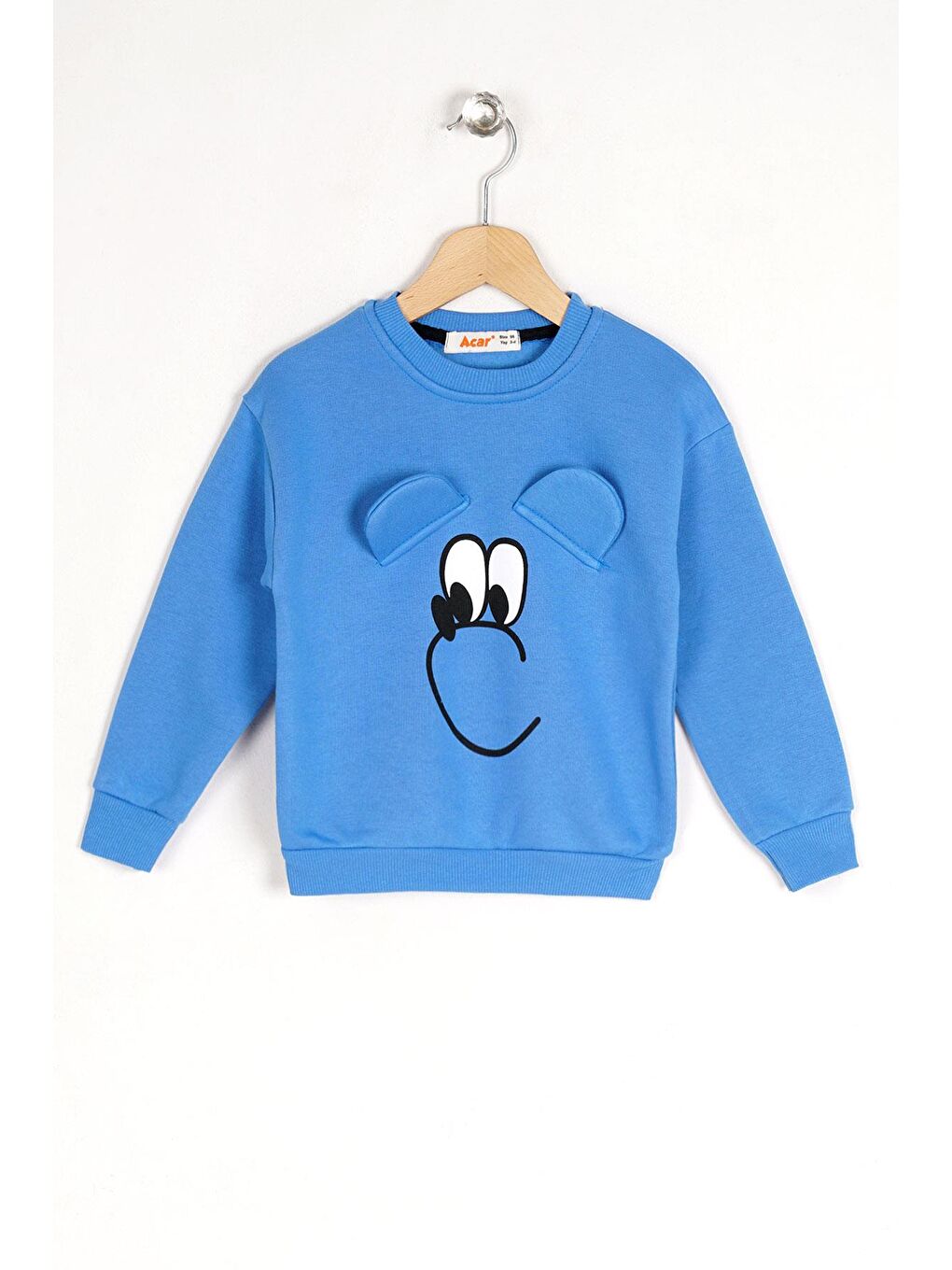 Bisiklet Yaka Uzun Kol Mavi Renk Kız Çocuk Sweatshirt