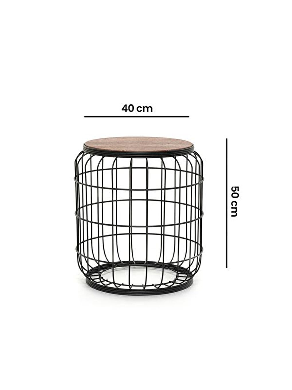 Camellia Yan Sehpa - Siyah / Ceviz-3