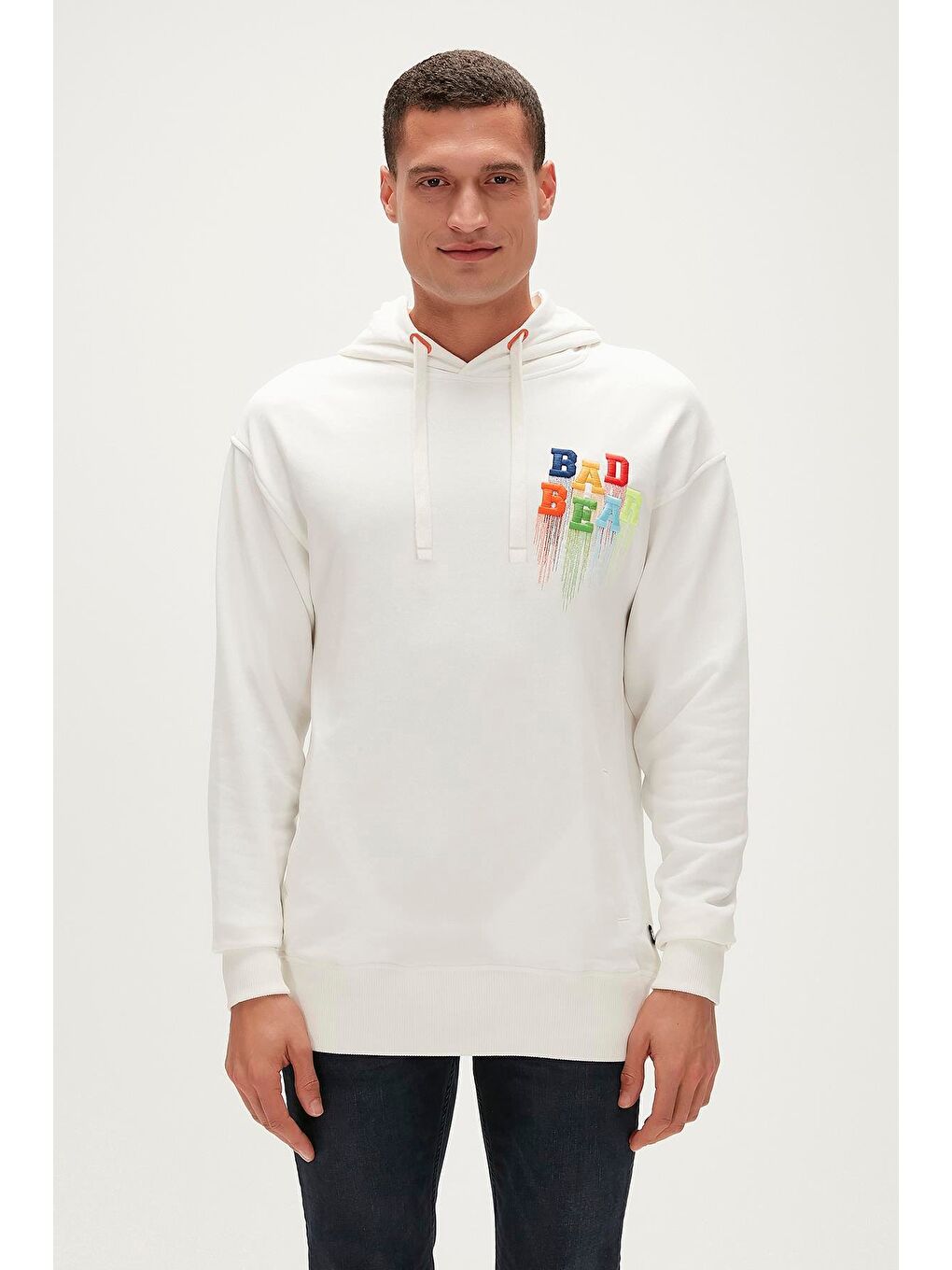 Bad Bear Beyaz Rainbow Hoodie Off White Beyaz Kapüşonlu Erkek Sweatshirt