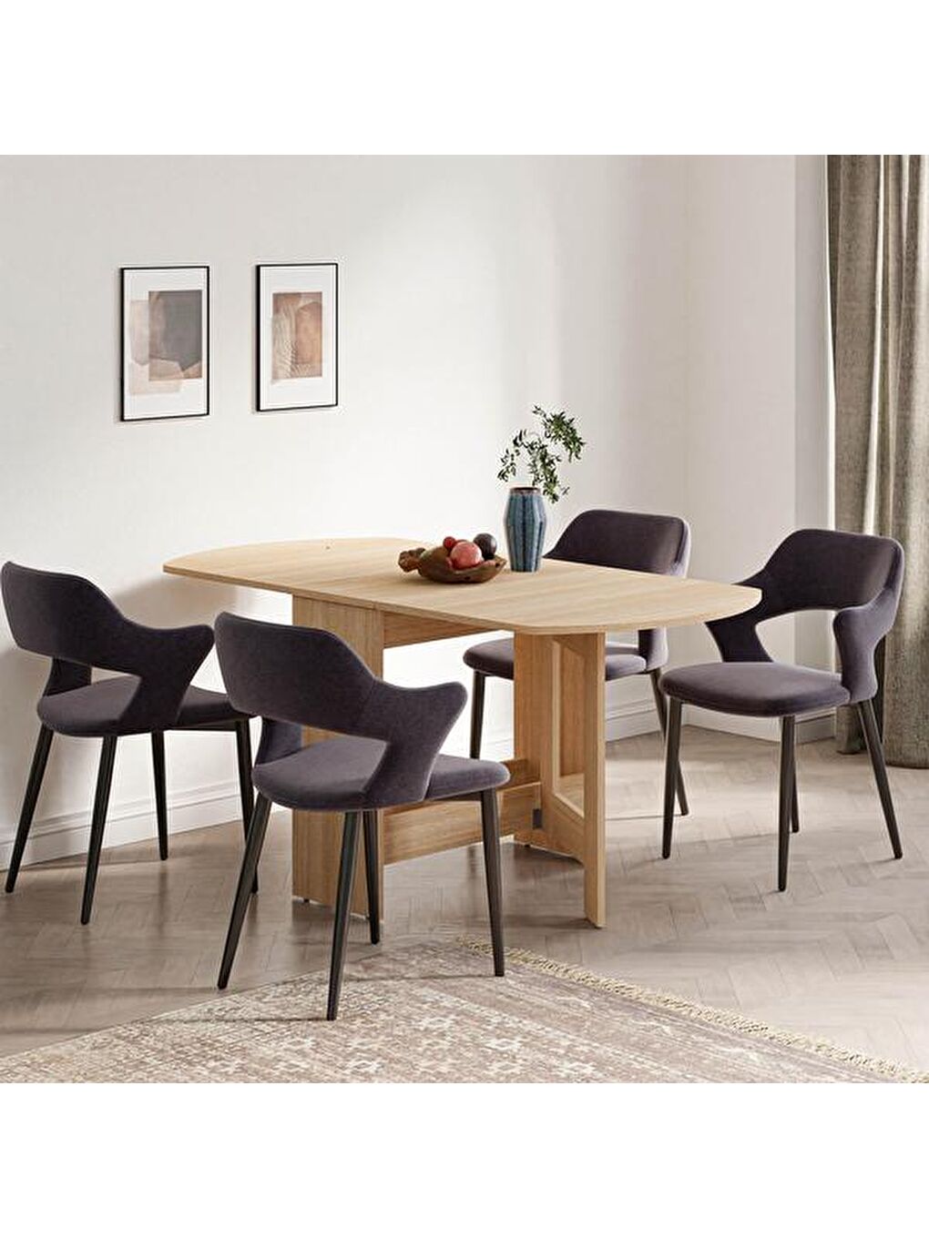 Kahverengi Nordic Katlanır Masa - Açık Meşe