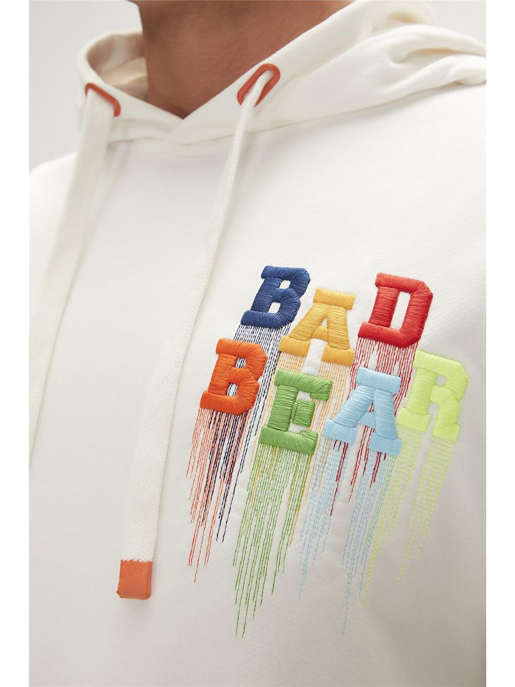 Bad Bear Beyaz Rainbow Hoodie Off White Beyaz Kapüşonlu Erkek Sweatshirt - 2