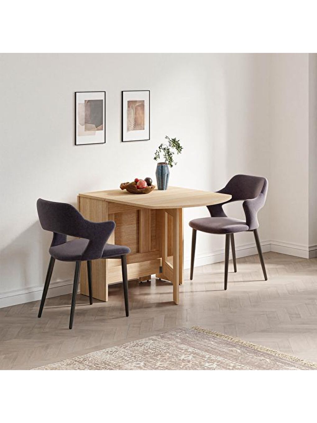 Kahverengi Nordic Katlanır Masa - Açık Meşe-1