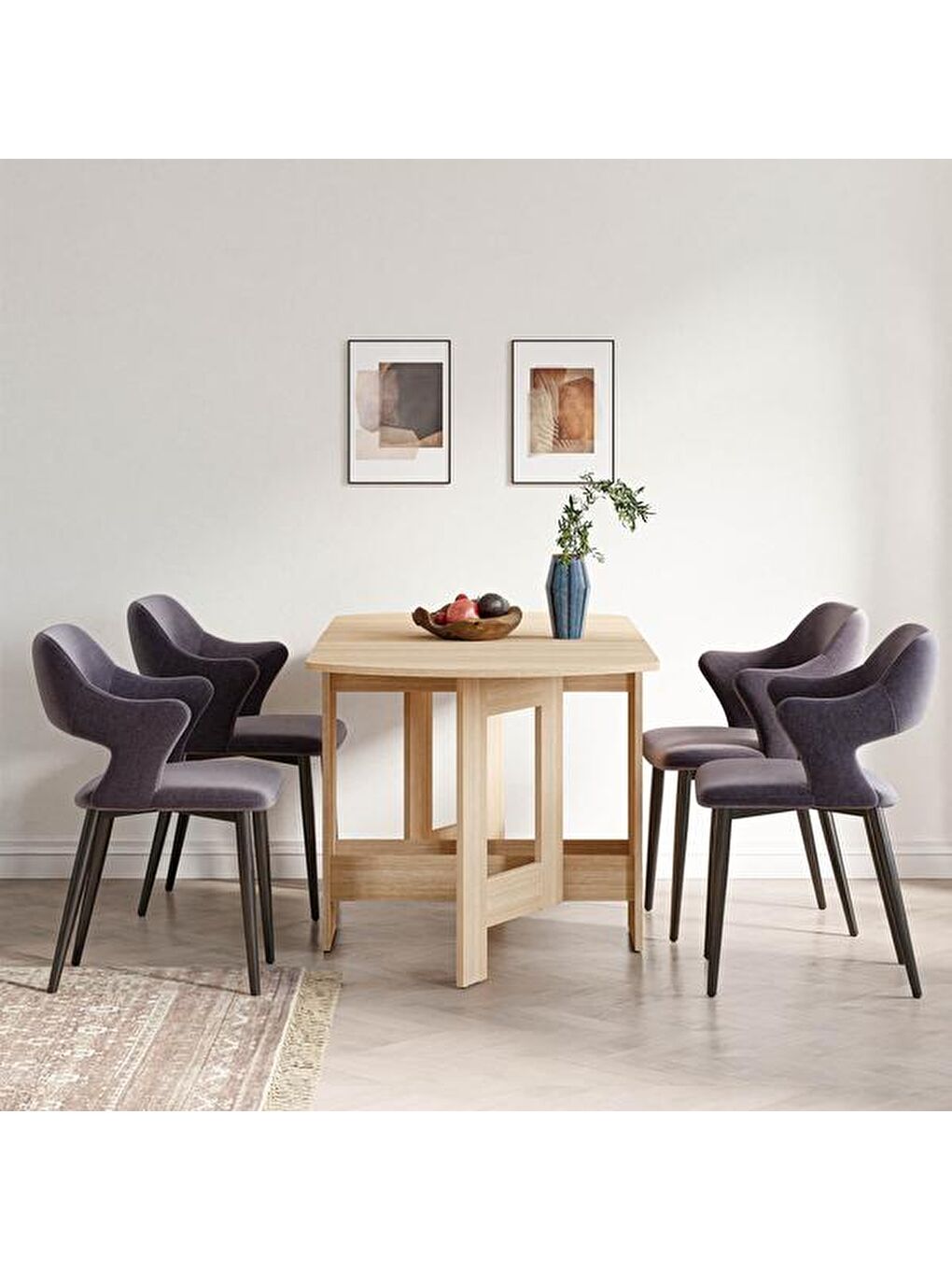 Kahverengi Nordic Katlanır Masa - Açık Meşe-2