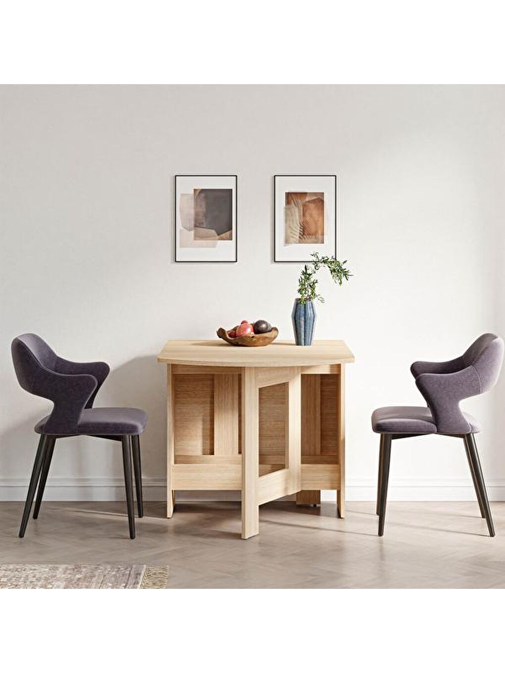 Kahverengi Nordic Katlanır Masa - Açık Meşe-6