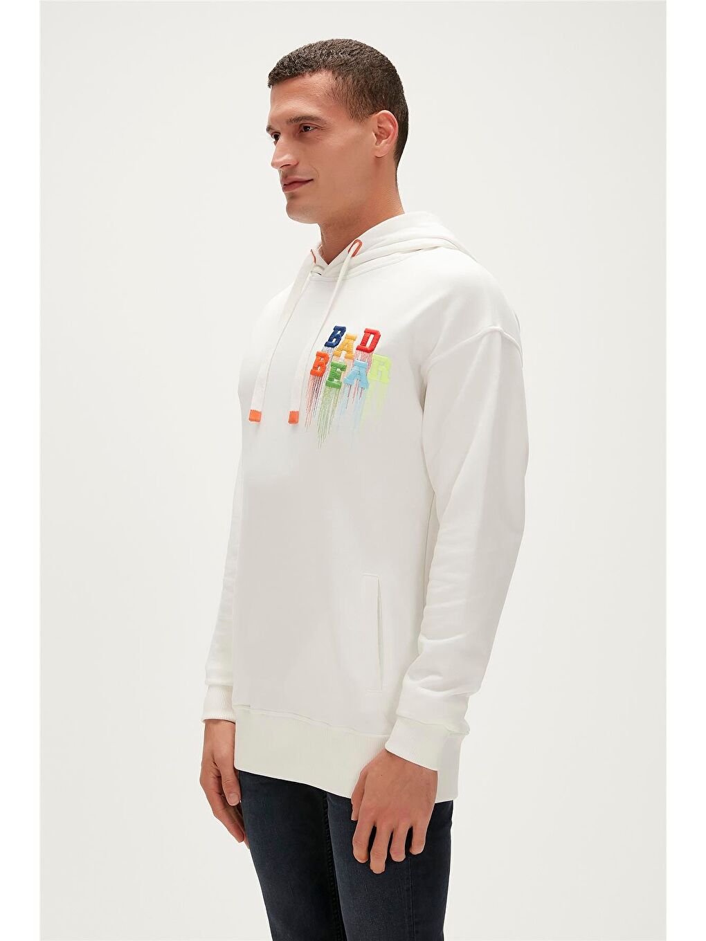 Bad Bear Beyaz Rainbow Hoodie Off White Beyaz Kapüşonlu Erkek Sweatshirt - 4