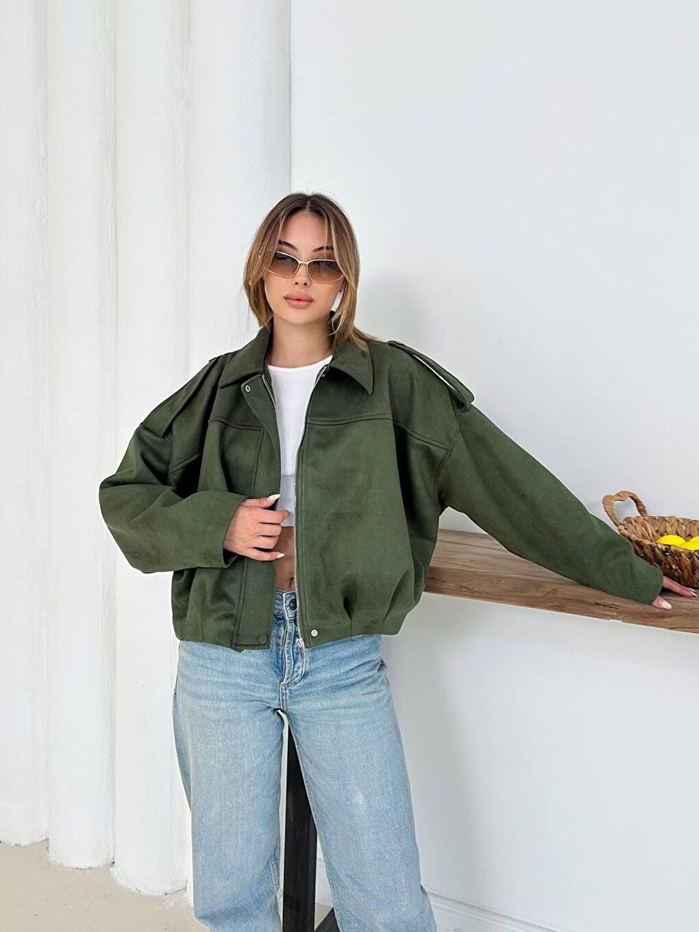 Haki Süet Bomber Ceket-2