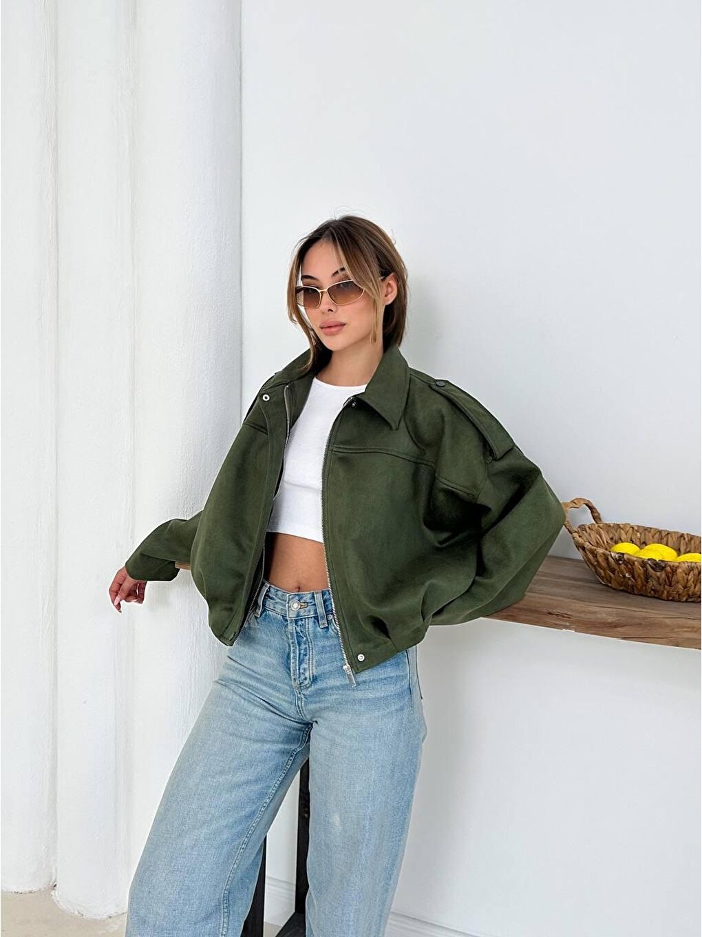 Haki Süet Bomber Ceket-3