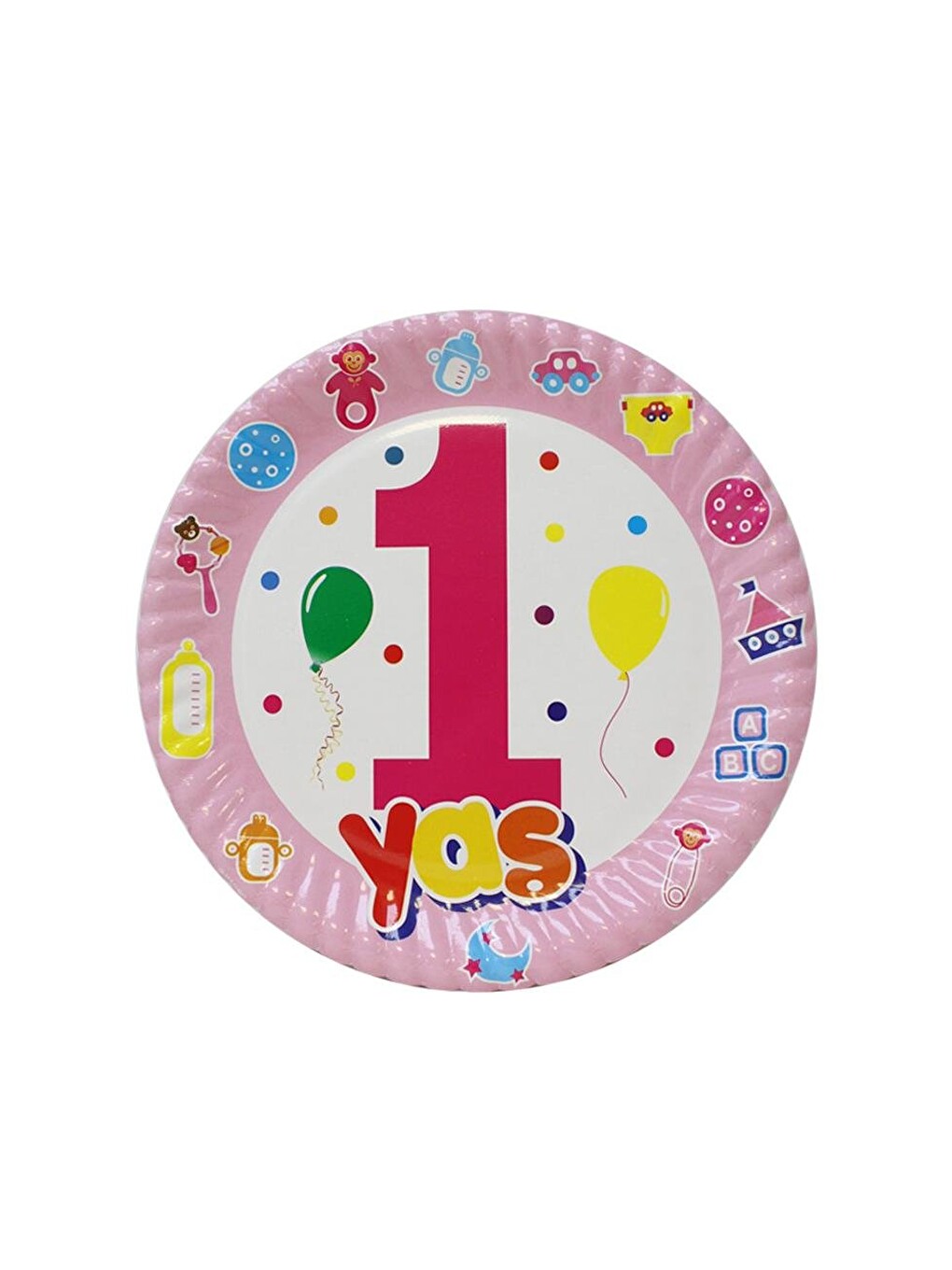 1 Yaş Doğum Günü Parti Tabağı Pembe – Kız Çocuk Konsept 10 Adet-1