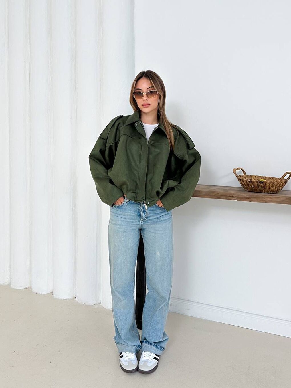 Haki Süet Bomber Ceket-4