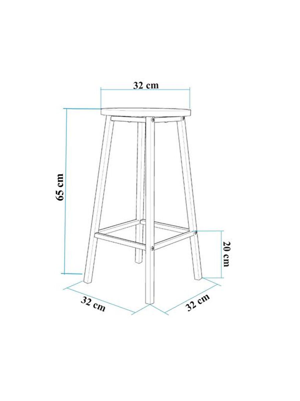 Kahverengi 2 Tabureli Bar Masası Seti - Karina Meşe / Beyaz - 100 cm-2