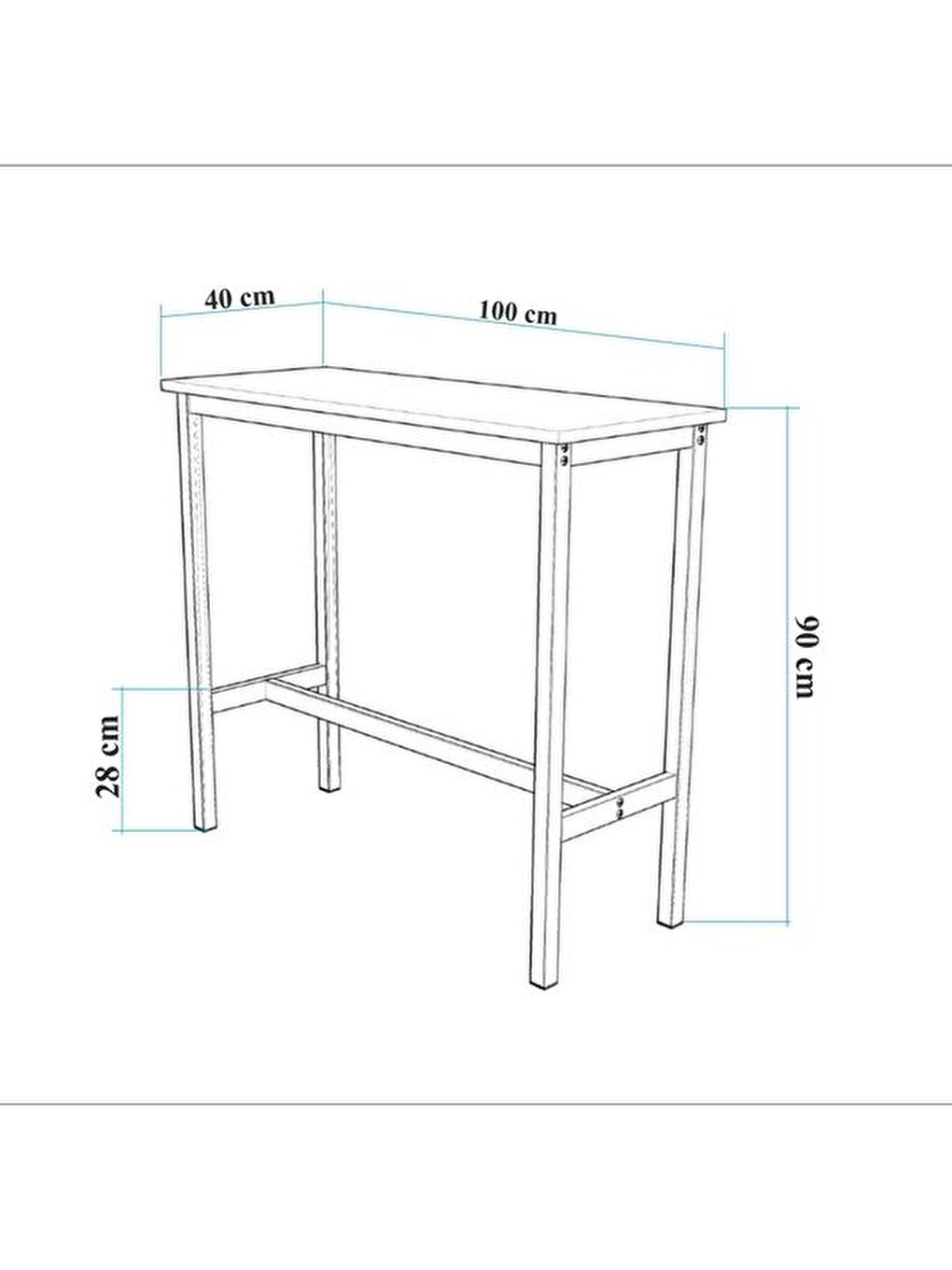 Kahverengi 2 Tabureli Bar Masası Seti - Karina Meşe / Beyaz - 100 cm-7