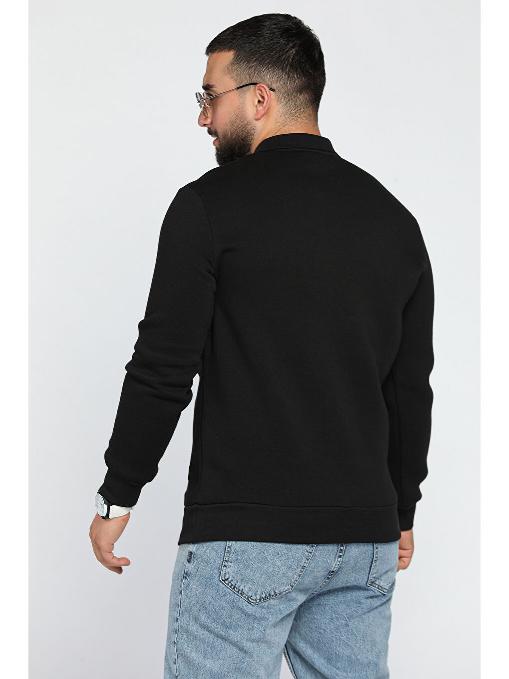 Mishar İtalia Siyah Erkek Polo Yaka Şardonlu Üç İplik Sweatshirt - 2