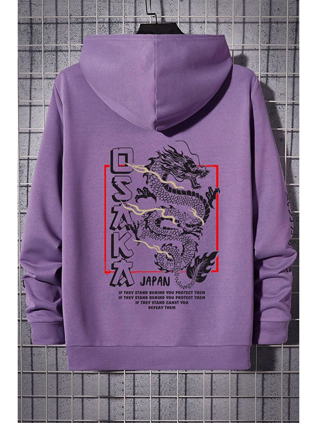 uyguntarz Lila Unisex Osaka Baskılı Kapüşonlu Sweatshirt