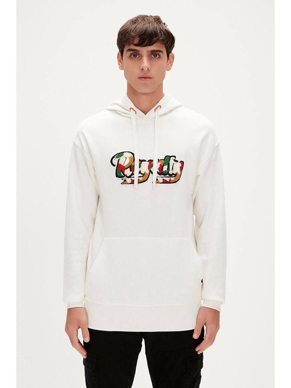 Bad Bear Beyaz Royalty Hoodie Off White Beyaz  Kapüşonlu Erkek Sweatshirt - 1