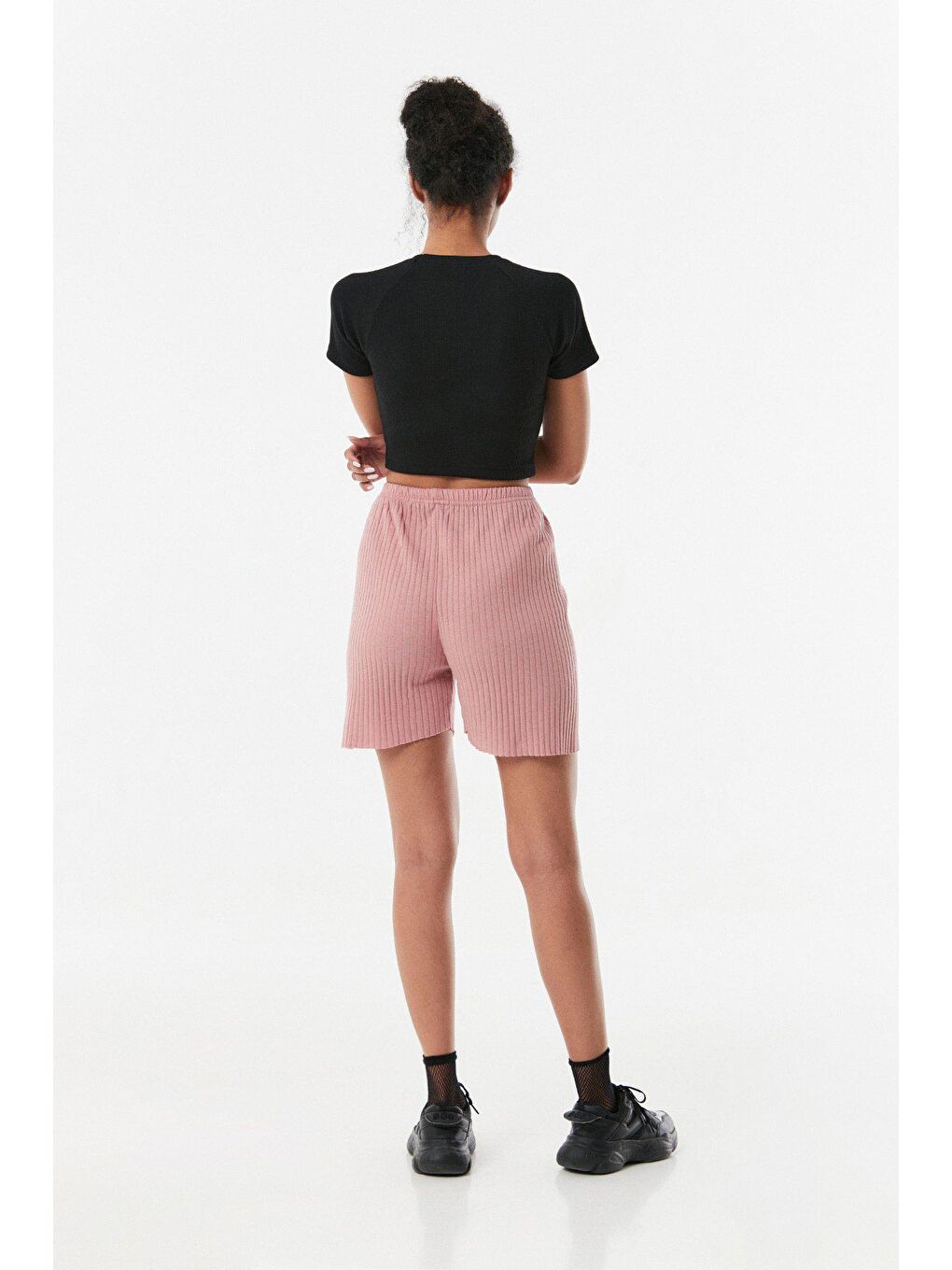 Fullamoda Pembe Fitilli Bağcıklı Penye Şort - 2