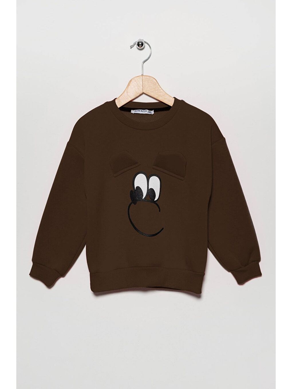 Bisiklet Yaka Uzun Kol Kahverengi Renk Kız Çocuk Sweatshirt