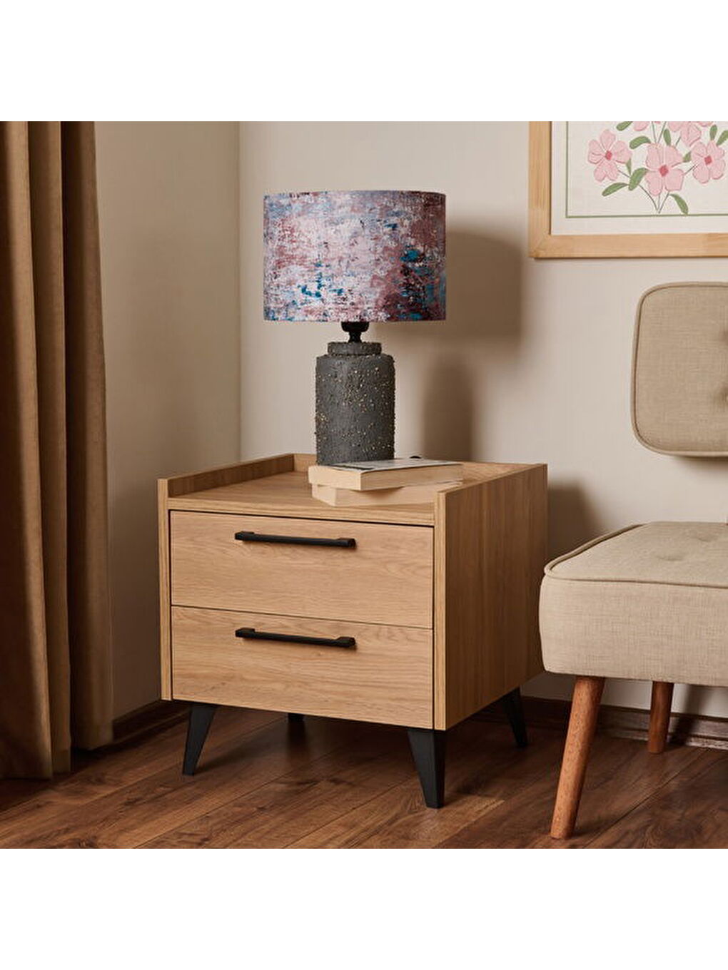 Ekru Charm 2 Çekmeceli Komodin - Ebru - 50 cm