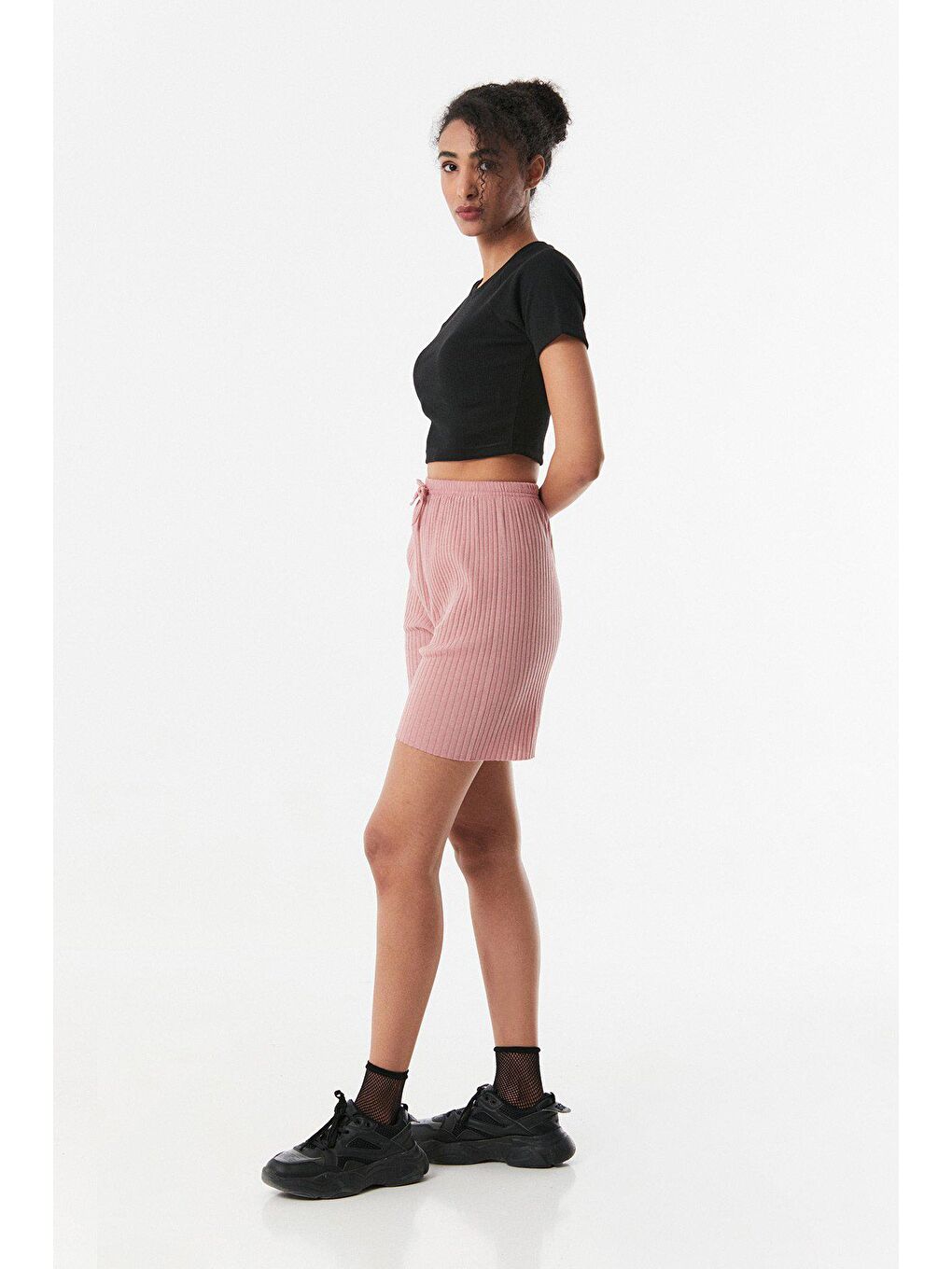 Fullamoda Pembe Fitilli Bağcıklı Penye Şort - 3