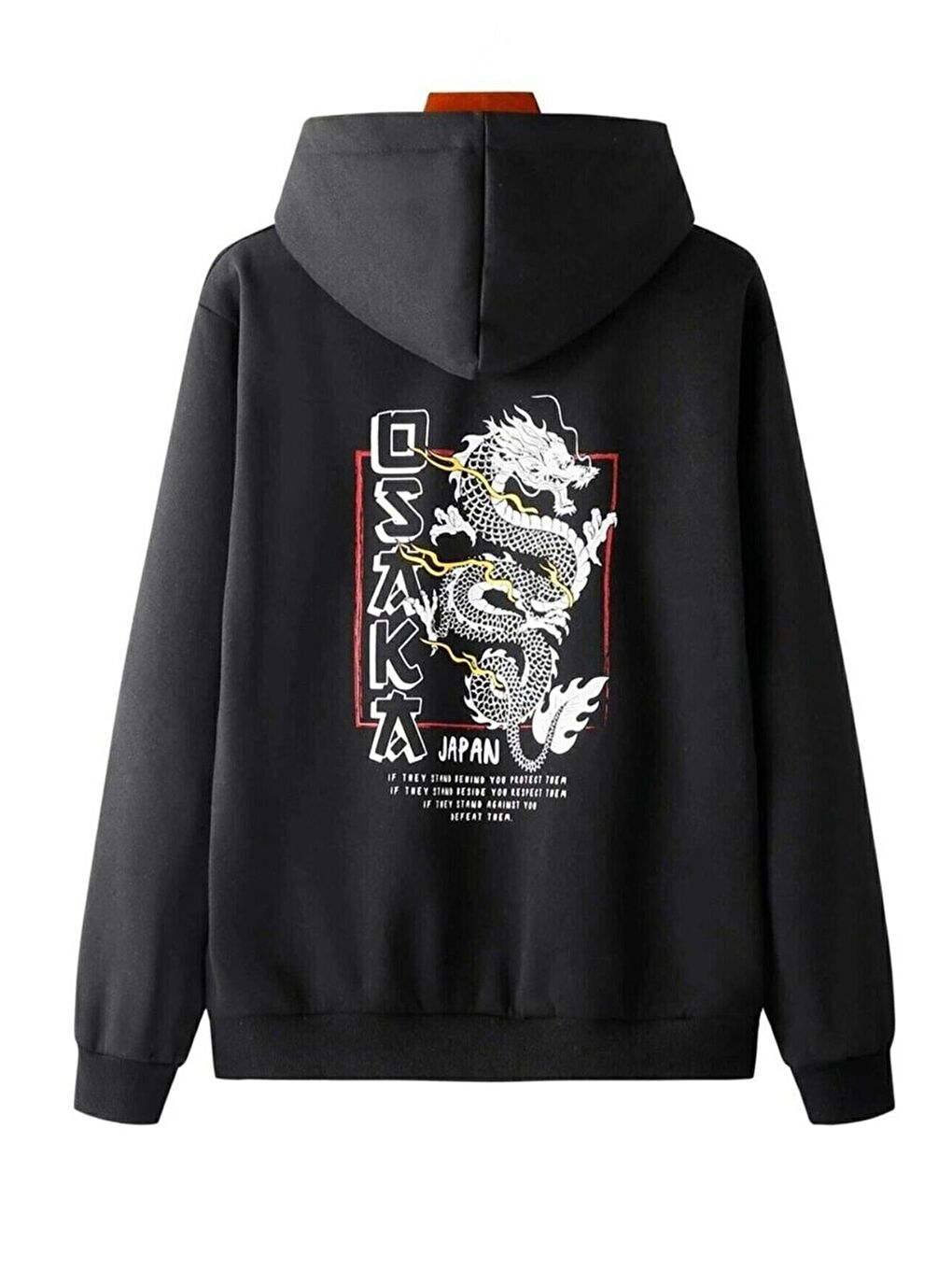 uyguntarz Siyah Unisex Osaka Baskılı Kapüşonlu Sweatshirt