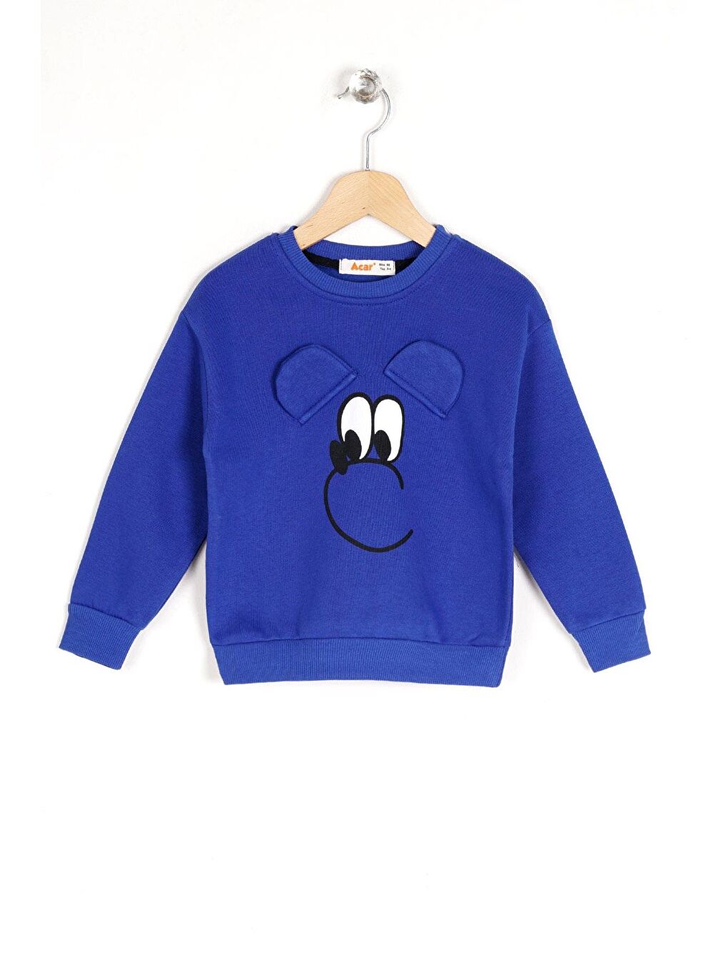 Mavi Bisiklet Yaka Uzun Kol Saks Renk Kız Çocuk Sweatshirt