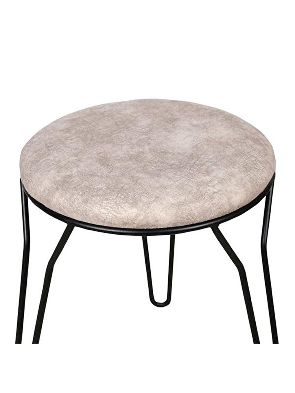 Metal Ayaklı Tabure - Ekru-1