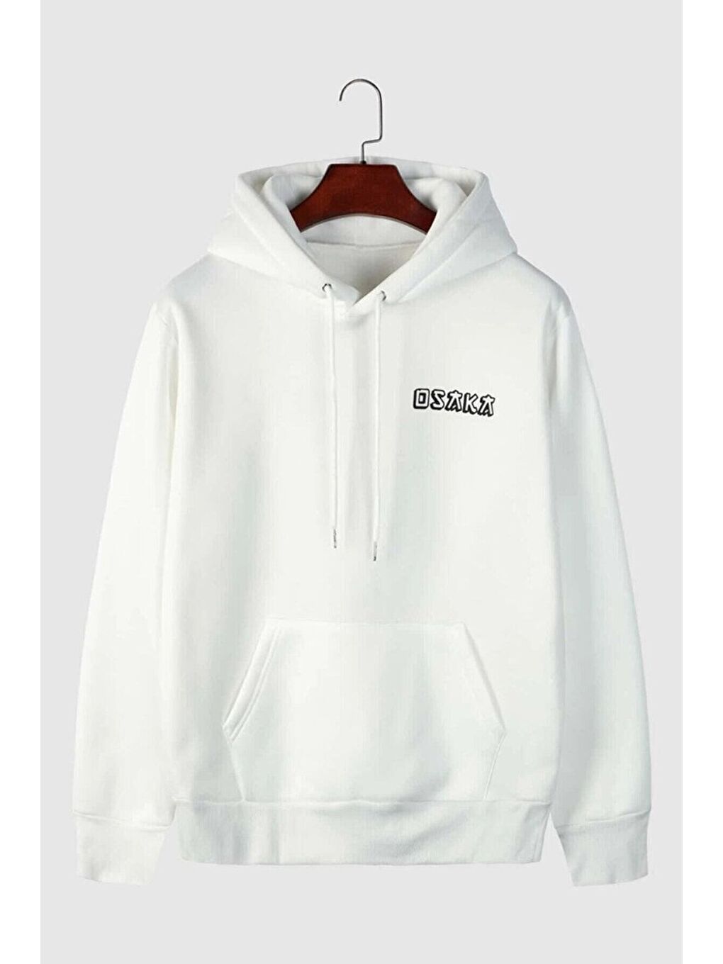 uyguntarz Beyaz Unisex Osaka Baskılı Kapüşonlu Sweatshirt - 1